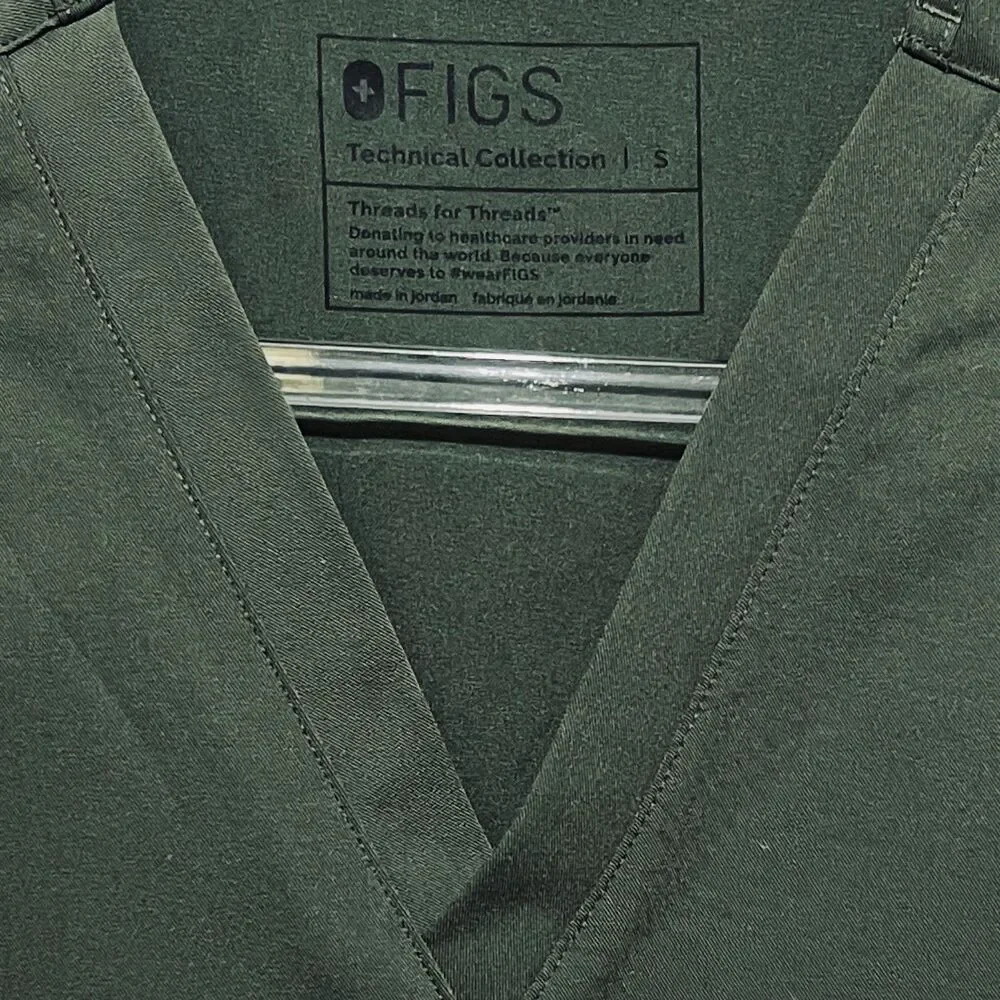 FIGS Catarina Scrub Top Green Size Small Medical Scrubs V-Neck Short Sleeve - Picture 3 of 4
